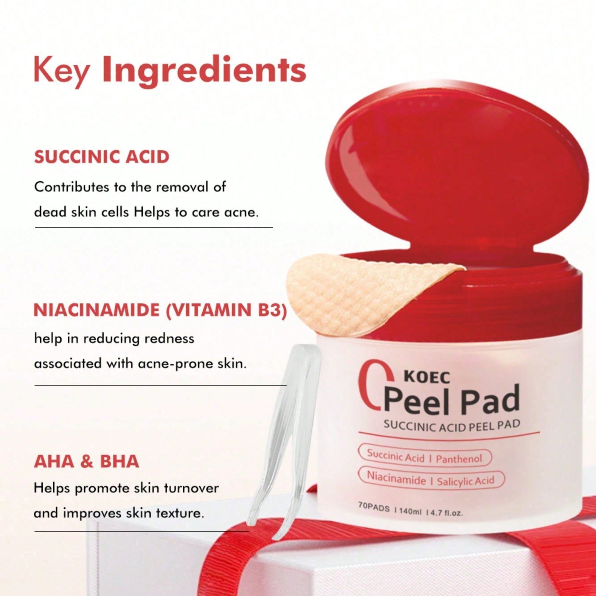 Toner Pads Red Succinic Acid P - Skincare Non Comedogenic recension och pris